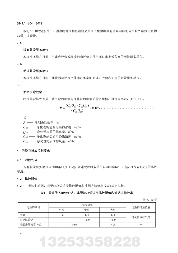 餐饮业油烟污染物排放标准 河南省地方标准 DB 41/160